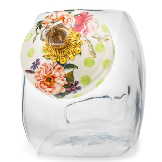 MacKenzie-Childs Cookie Jar with Wildflowers Enamel Lid - Green