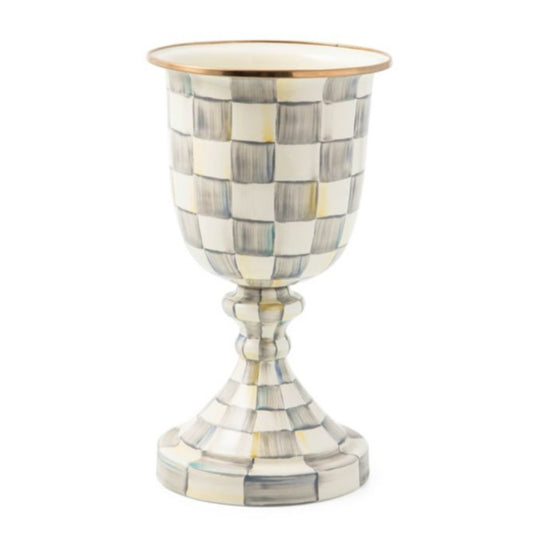 MacKenzie-Childs Sterling Check Enamel Pedestal Vase