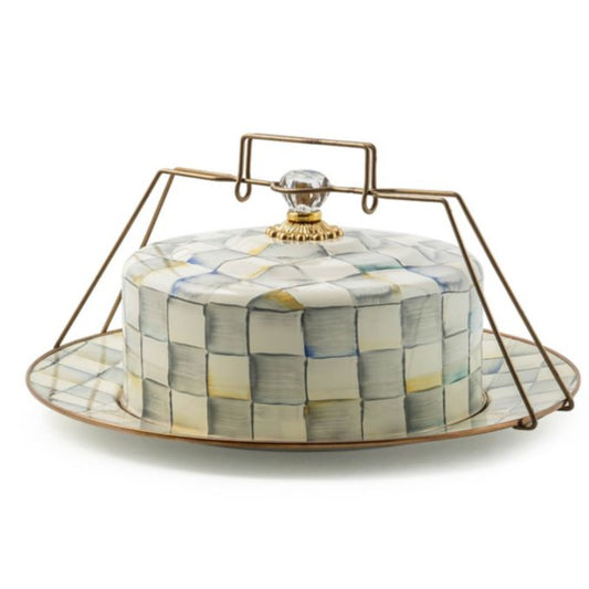 MacKenzie-Childs Sterling Check Enamel Cake Carrier