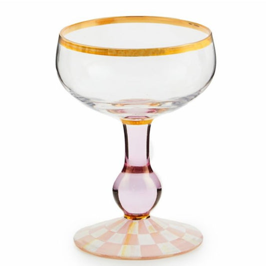 MacKenzie-Childs Rosy Check Coupe Glass