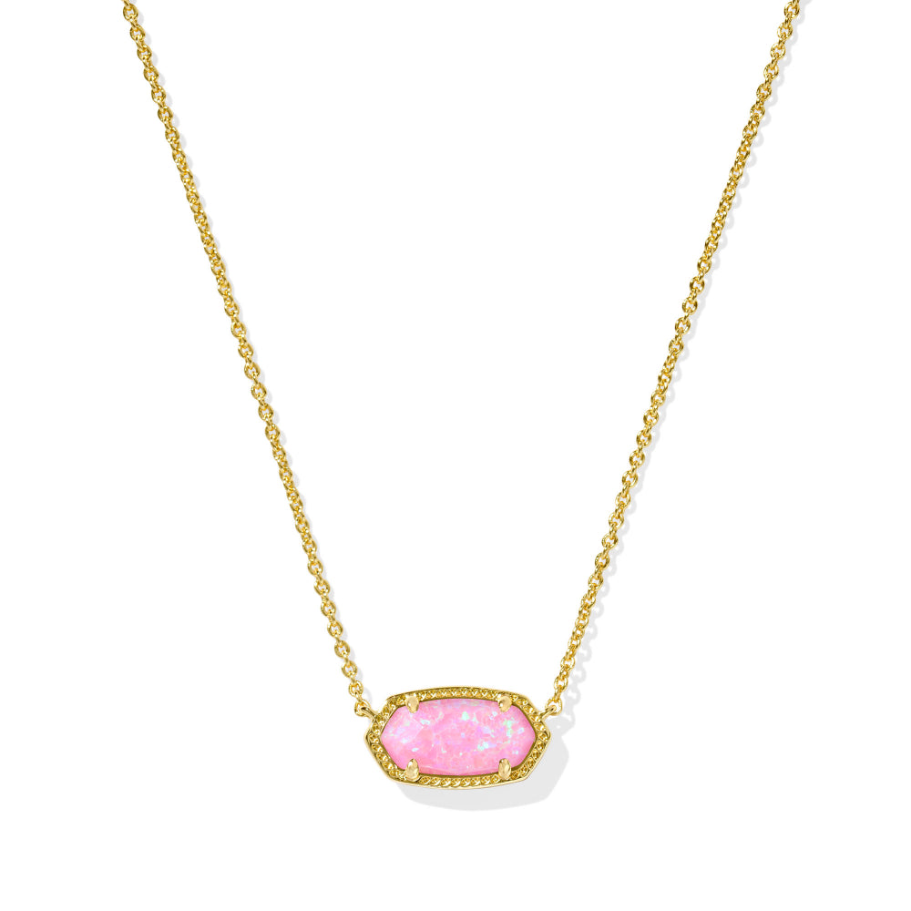 Kendra Scott Elisa Short Pendant Necklace in Gold Carnation Kyocera Opal