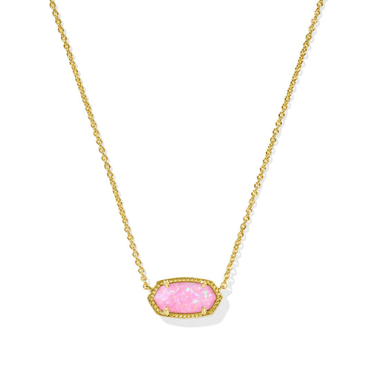 Kendra Scott Elisa Short Pendant Necklace in Gold Carnation Kyocera Opal