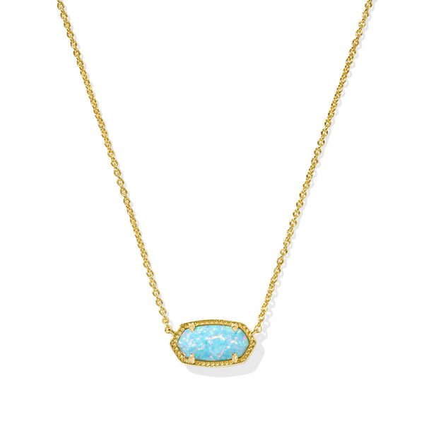 Kendra Scott Elisa Short Pendant Necklace in Gold Light Teal