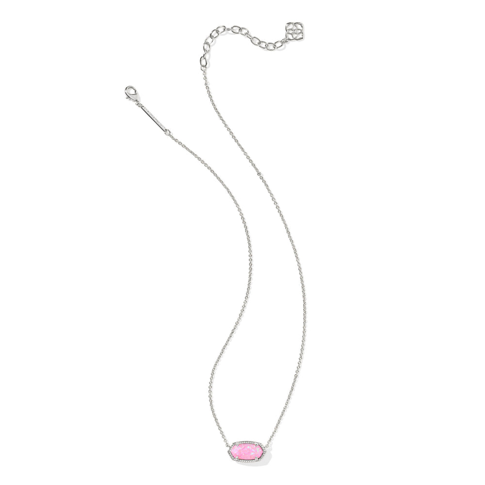 Kendra Scott Elisa Short Pendant Necklace in Silver Carnation Kyocera Opal