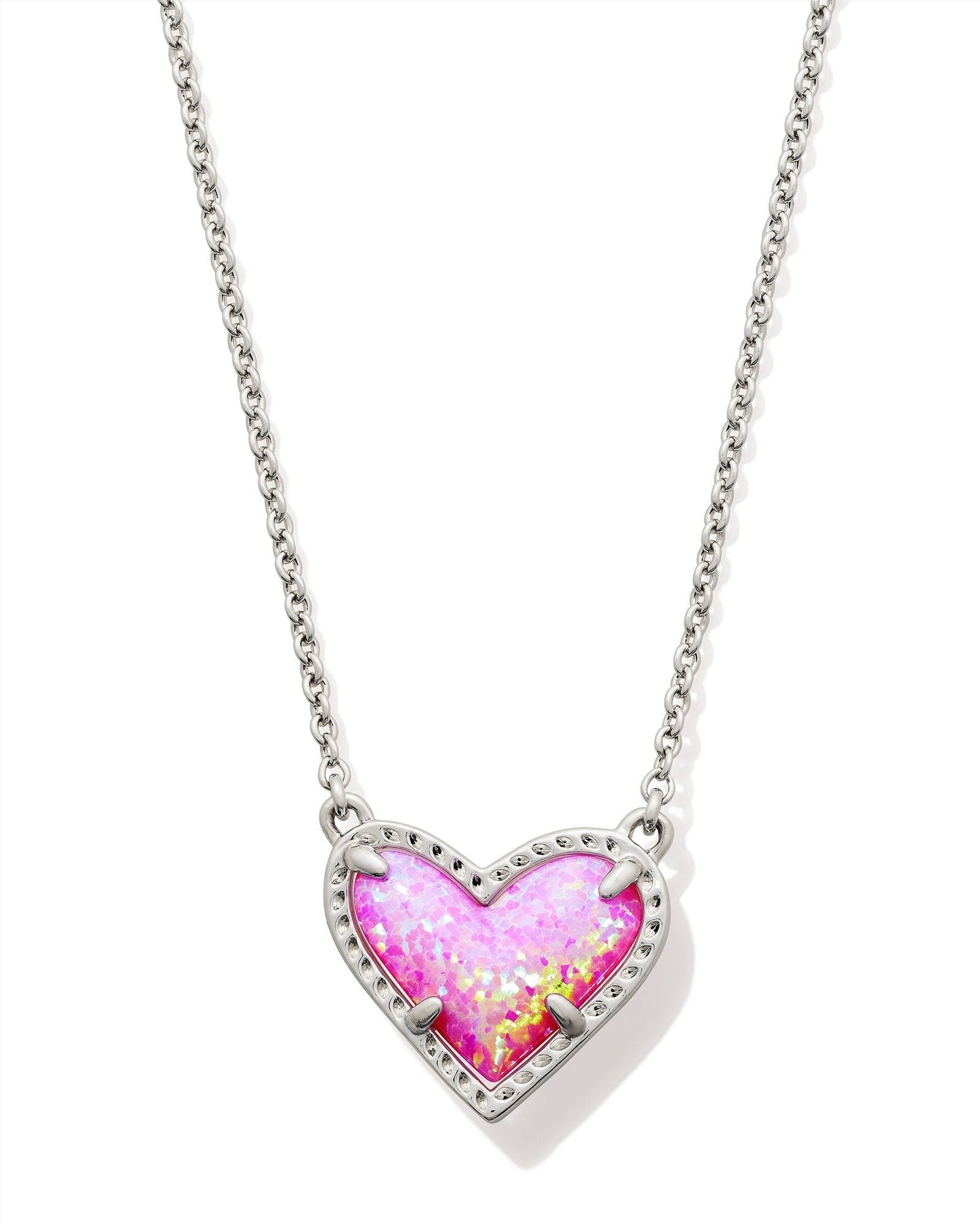 Kendra Scott Ari Heart Pendant Necklace - Bubble Gum Pink Opal