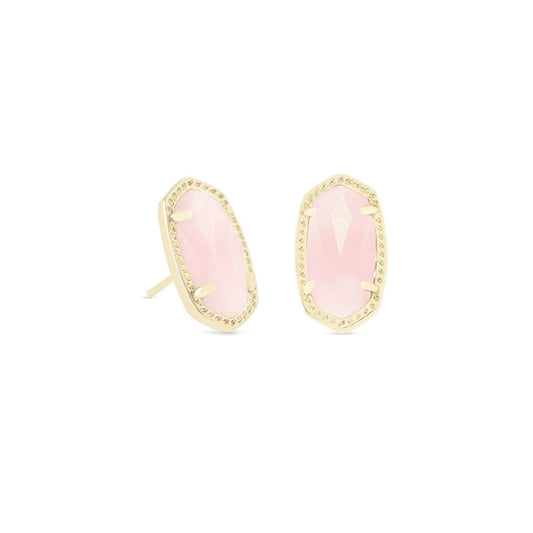 Kendra Scott Gold Ellie Stud Earrings in Rose Quartz