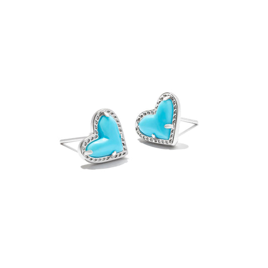 Kendra Scott Ari Heart Silver Stud Earrings in Turquoise Magnesite