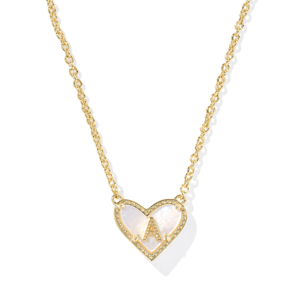 Kendra Scott Gold Heart Letter Short Pendant Necklace - Ivory Mother of Pearl
