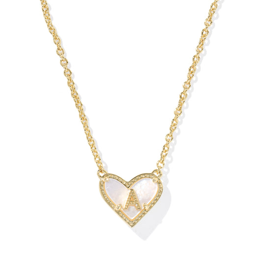 Kendra Scott Gold Heart Letter Short Pendant Necklace - Ivory Mother of Pearl