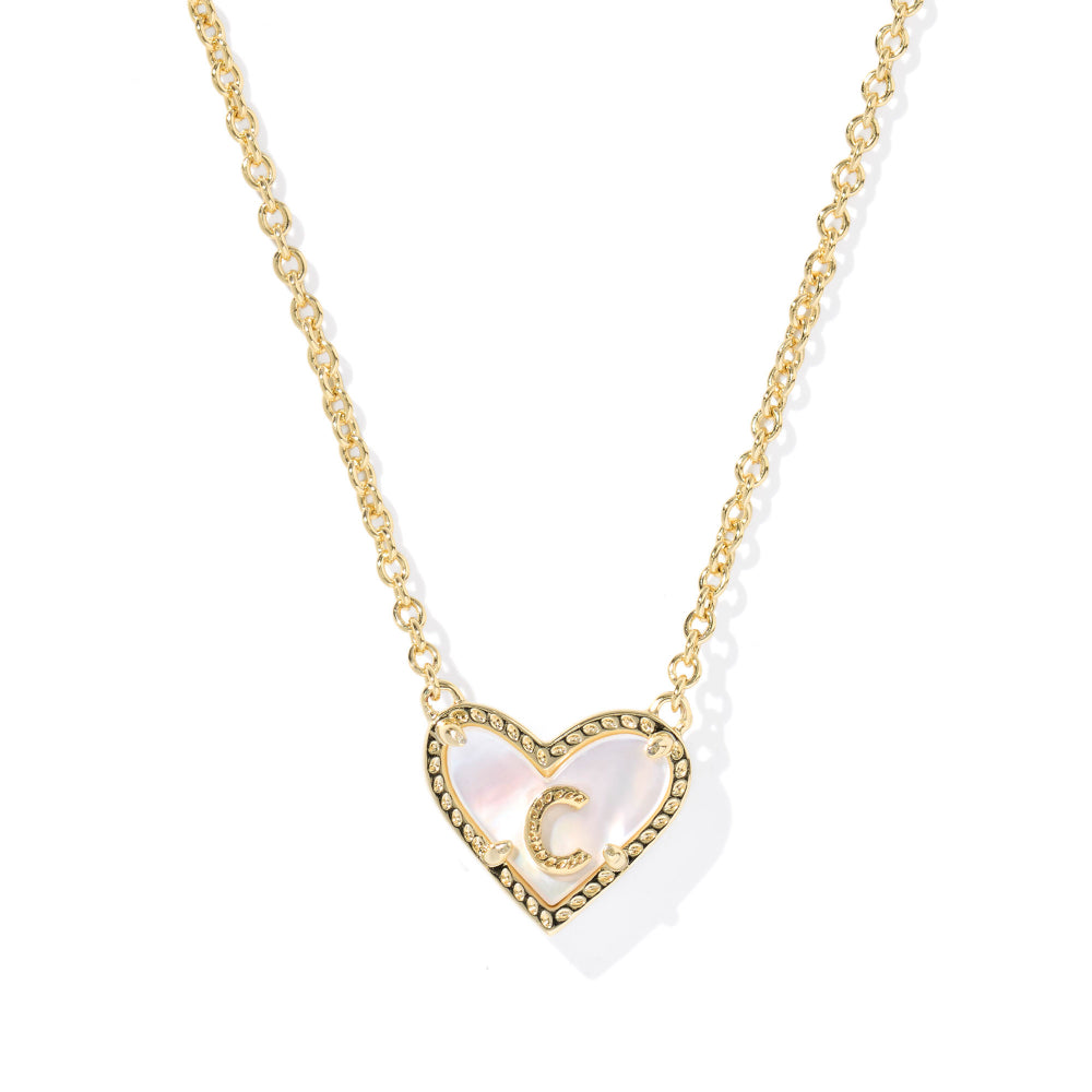 Kendra Scott Gold Heart Letter Short Pendant Necklace - Ivory Mother of Pearl