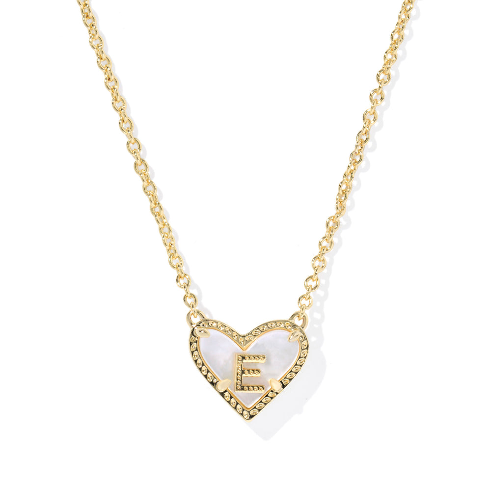 Kendra Scott Gold Heart Letter Short Pendant Necklace - Ivory Mother of Pearl