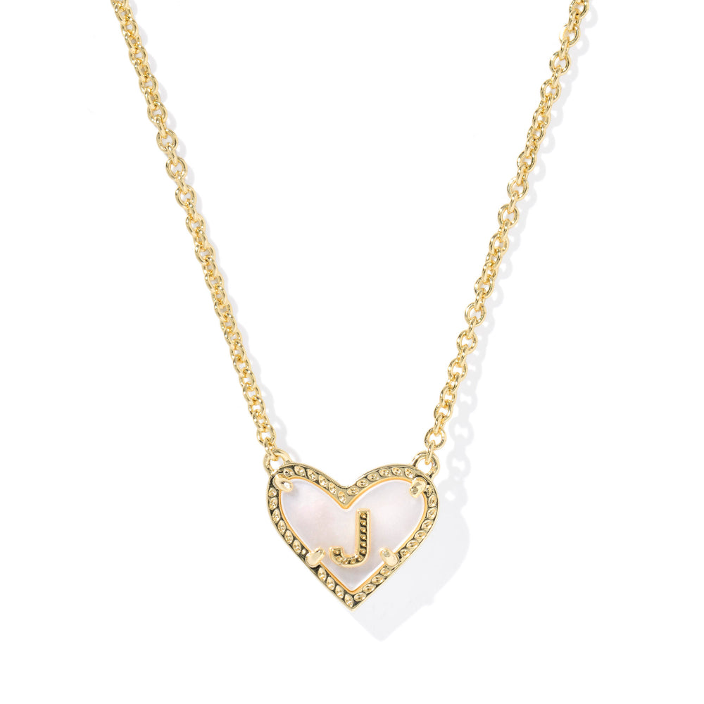 Kendra Scott Gold Heart Letter Short Pendant Necklace - Ivory Mother of Pearl