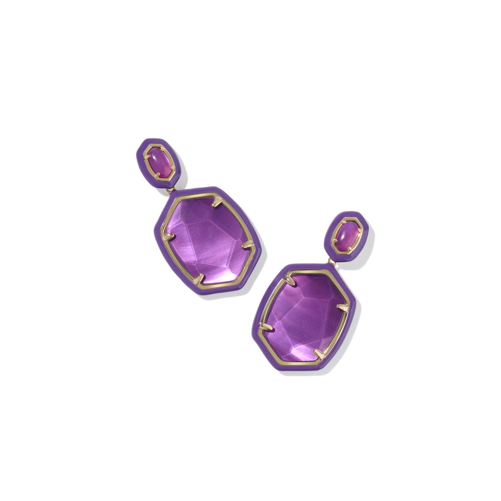 Kendra Scott Gold Daphne Enamel Frame Drop Earrings