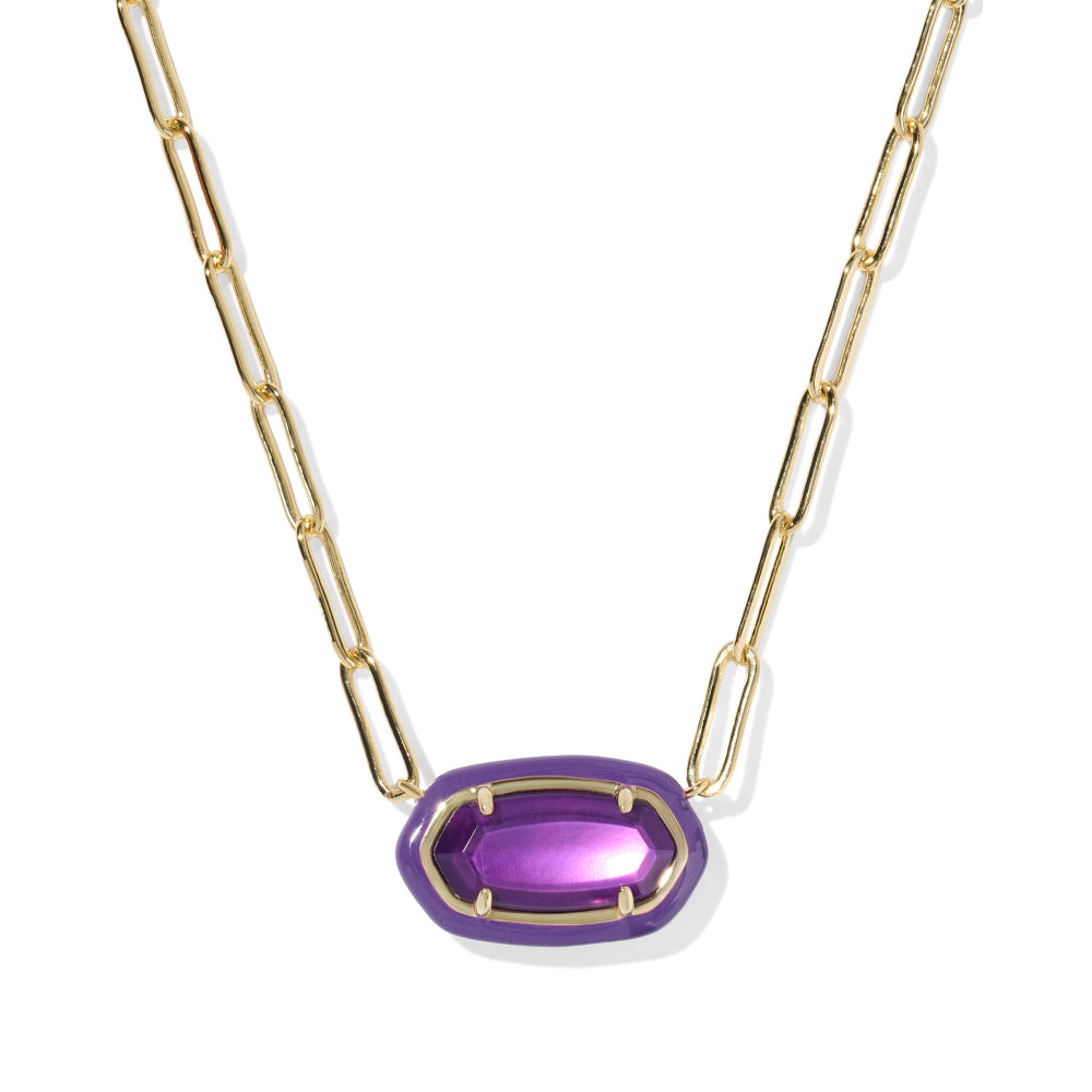 Kendra Scott Gold Elisa Enamel Frame Paperclip Necklace