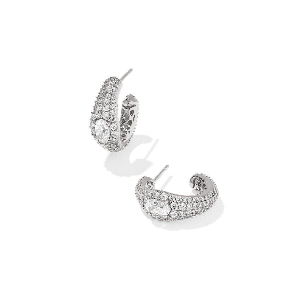 Kendra Scott Silver Bella Hoop Earrings - White CZ