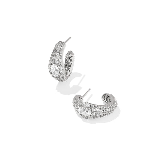 Kendra Scott Silver Bella Hoop Earrings - White CZ