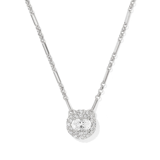 Kendra Scott Silver Bella Short Pendant Necklace in White CZ