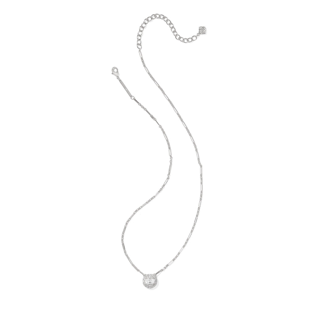 Kendra Scott Silver Bella Short Pendant Necklace in White CZ