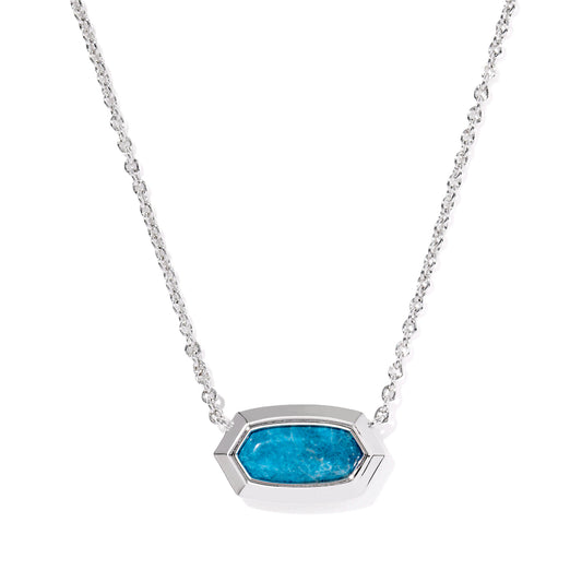 Kendra Scott Silver Elisa Bezel Short Pendant Necklace in Variegated Indigo Magnesite