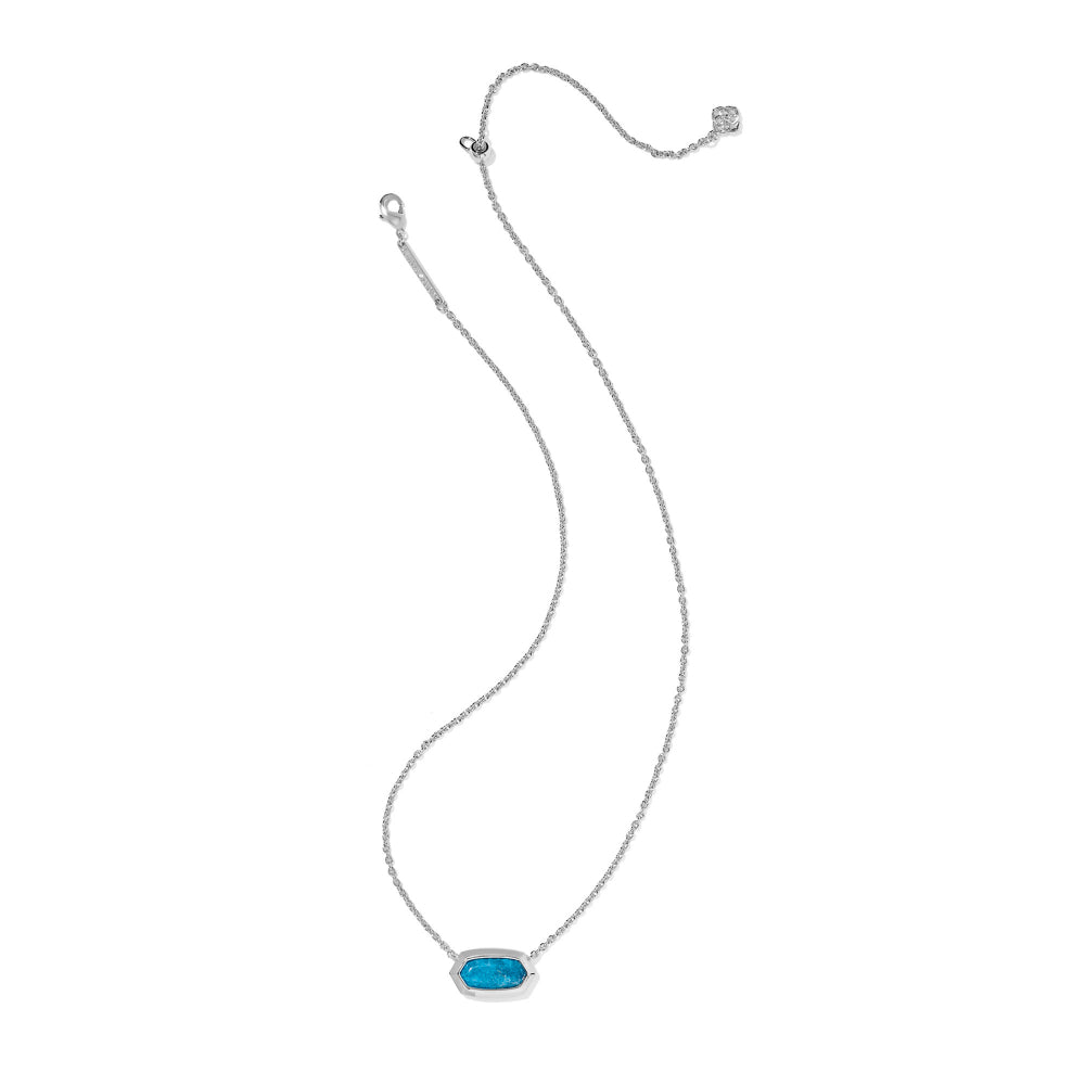 Kendra Scott Silver Elisa Bezel Short Pendant Necklace in Variegated Indigo Magnesite