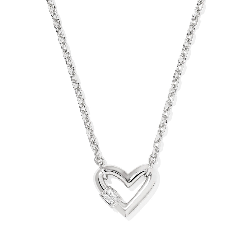 Kendra Scott Emery Heart Short Pendant Necklace in White CZ