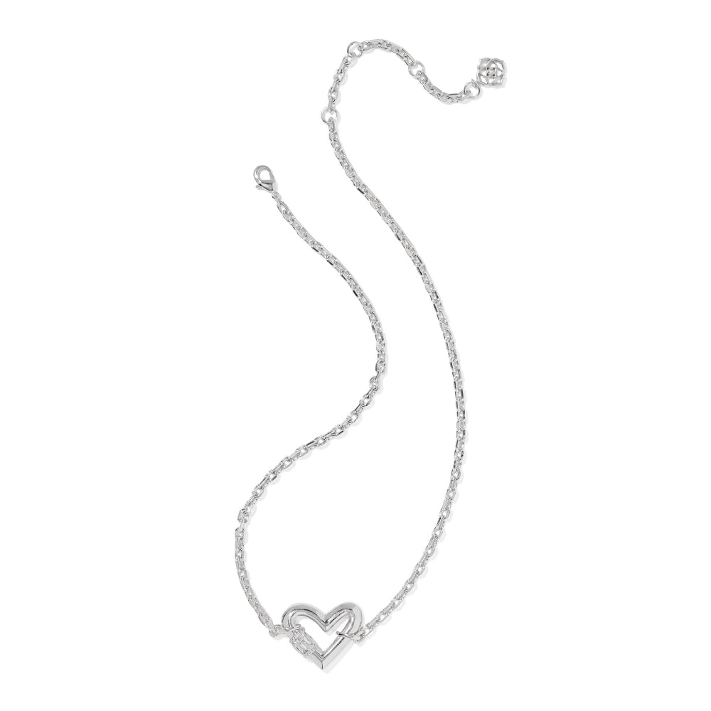 Kendra Scott Emery Heart Short Pendant Necklace in White CZ