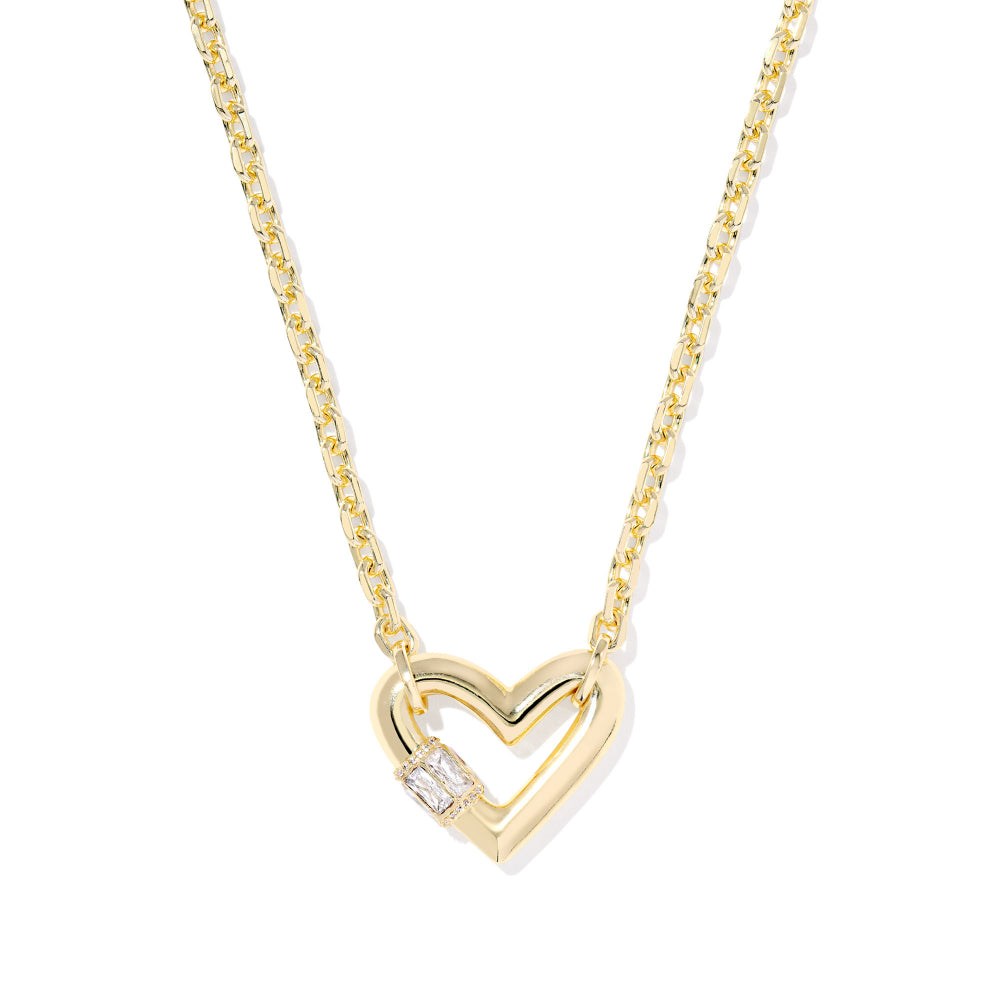 Kendra Scott Emery Heart Short Pendant Necklace in White CZ