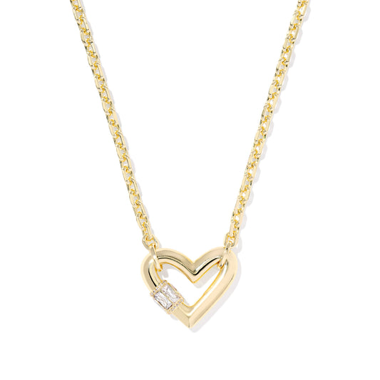 Kendra Scott Emery Heart Short Pendant Necklace in White CZ