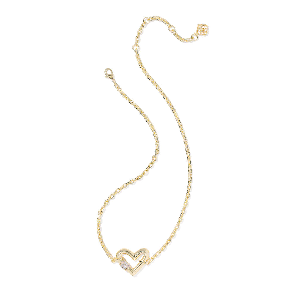 Kendra Scott Emery Heart Short Pendant Necklace in White CZ