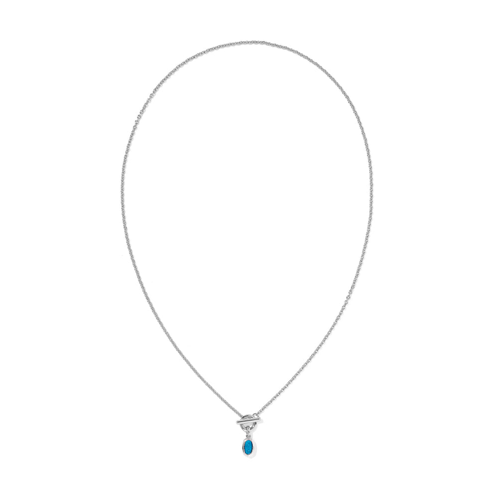 Kendra Scott Silver Mini Elisa Toggle Short Pendant Necklace in Variegated Indigo Magnesite