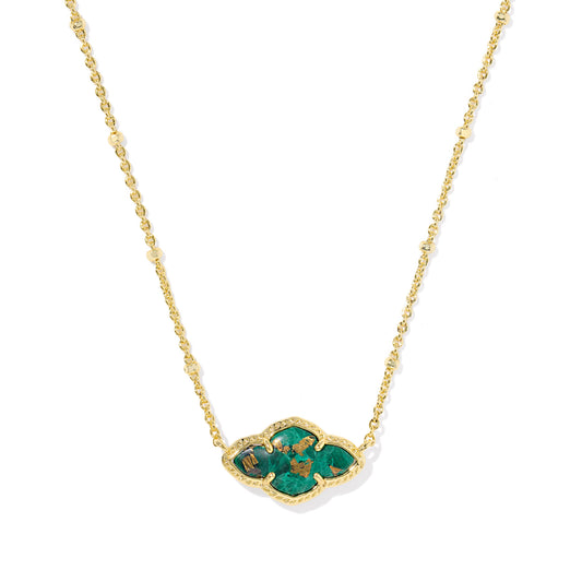 Kendra Scott Gold Abbie Pendant Necklace in Bronze Veined Green Malachite
