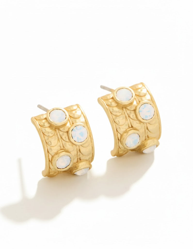 Spartina Karissa Hoop Earrings - White Opal