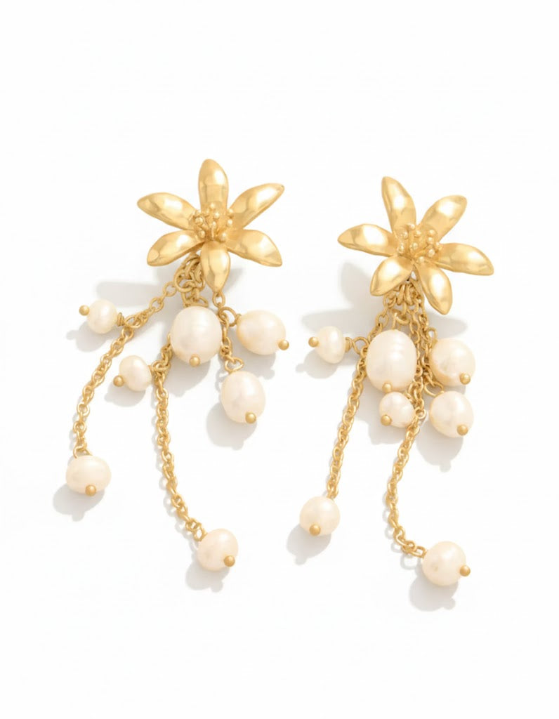 Spartina River Lily Dangle Pearl Earrings