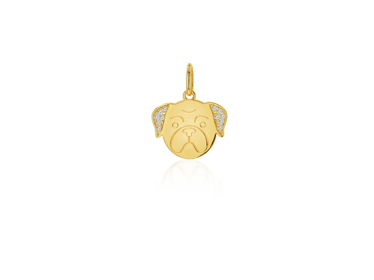 Rachel Reid 14k Yellow Gold Diamond Pug Charm