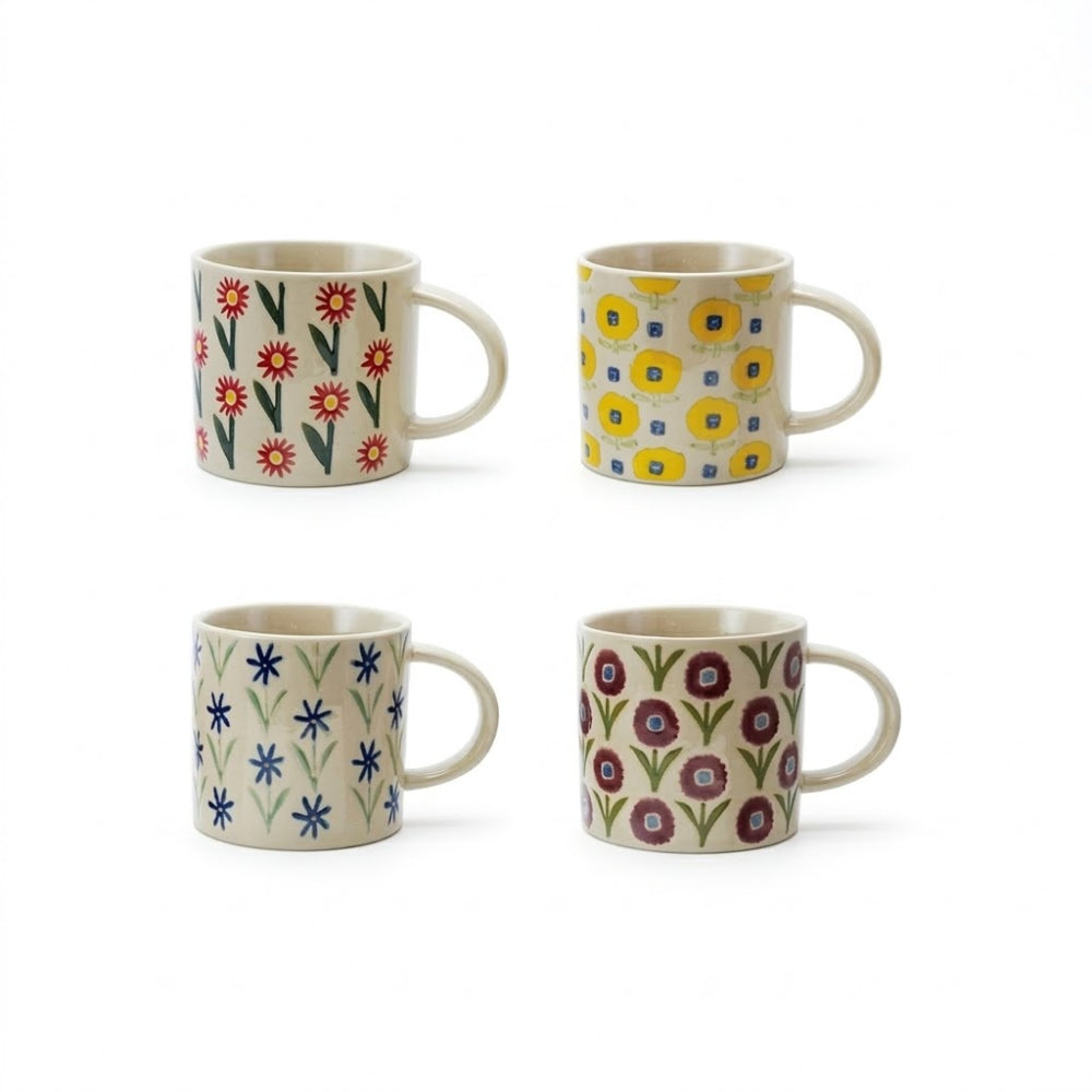 Hazel Mazel Hand-Painted Flower Mugs