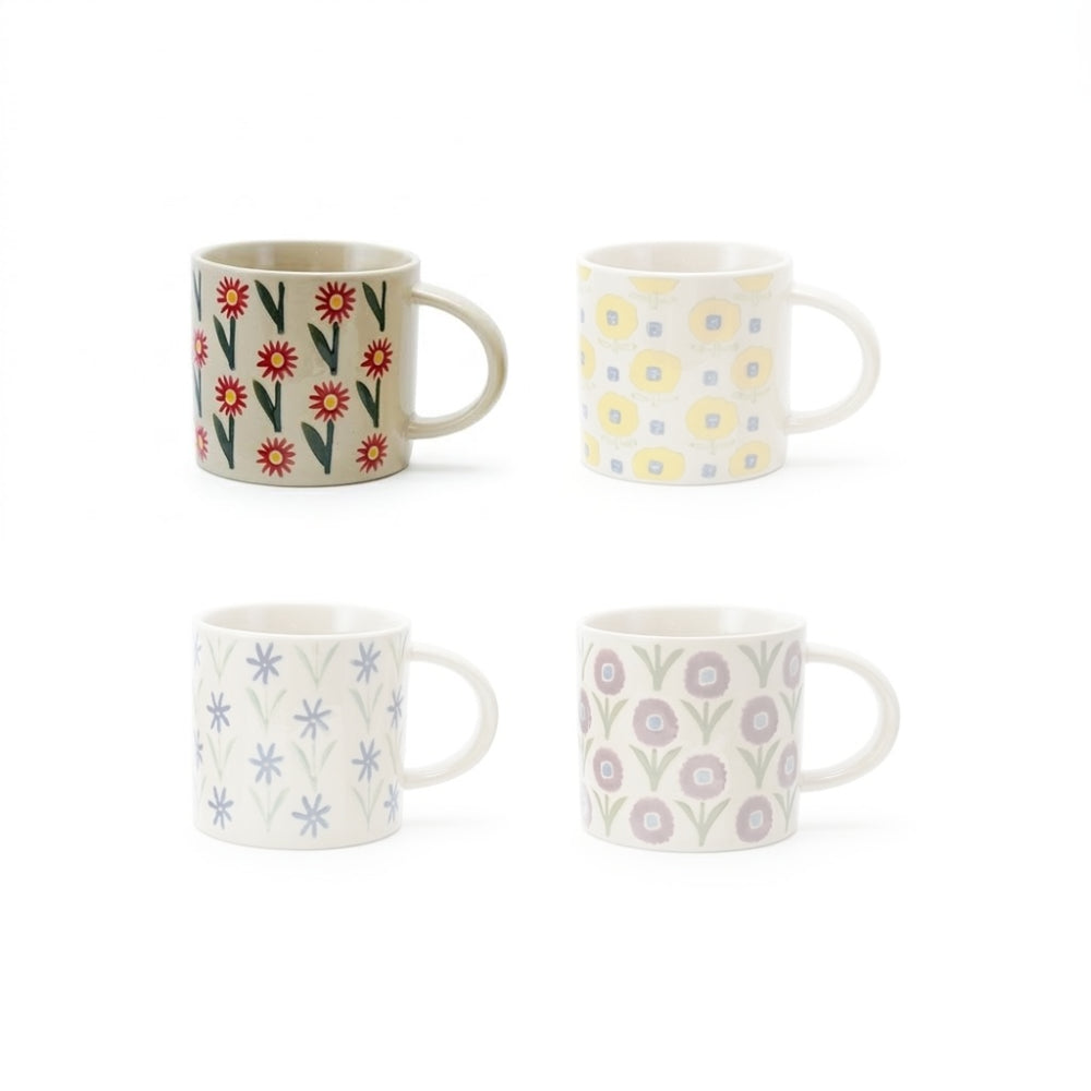 Hazel Mazel Hand-Painted Flower Mugs