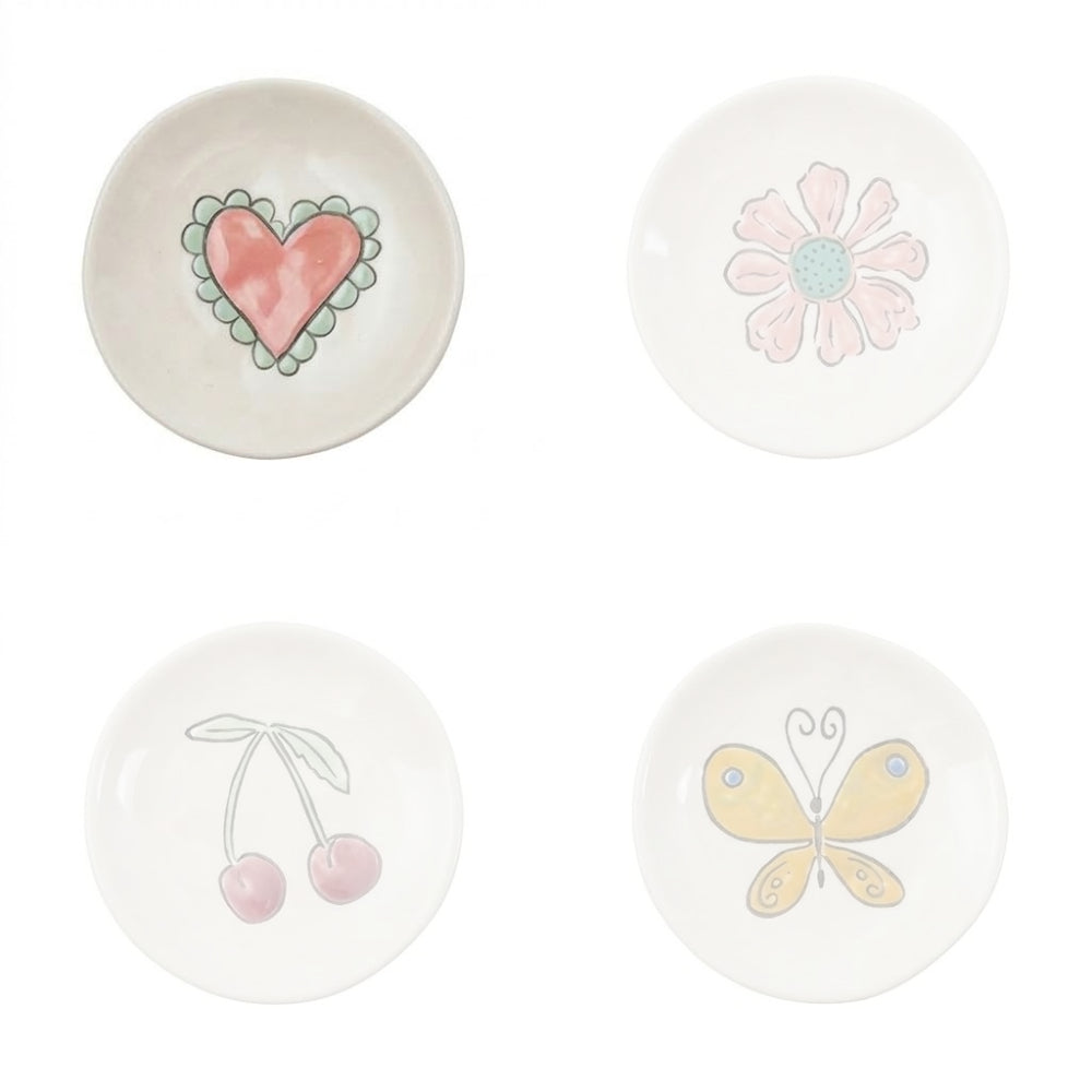 Hazel Mazel 4" Hand-Painted Stoneware Footed Dish