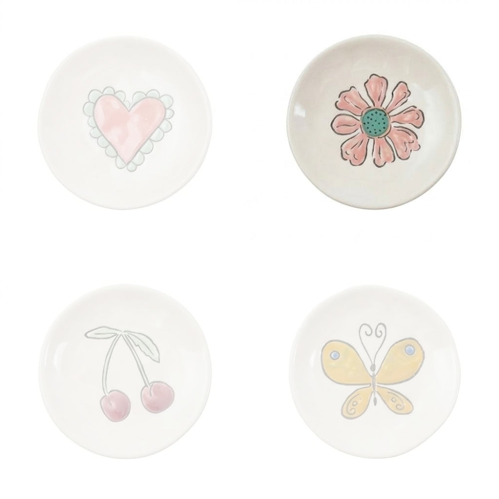 Hazel Mazel 4" Hand-Painted Stoneware Footed Dish