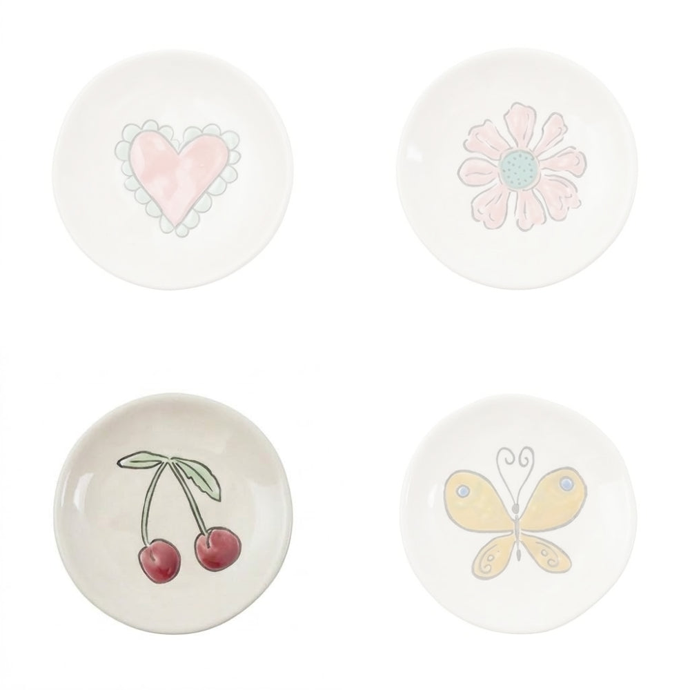 Hazel Mazel 4" Hand-Painted Stoneware Footed Dish