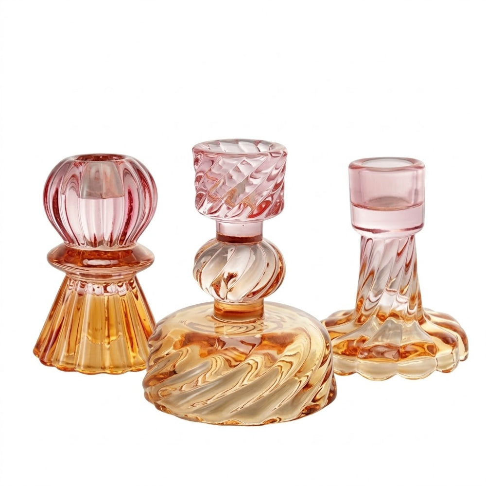 Hazel Mazel Glass Taper Candle Holder