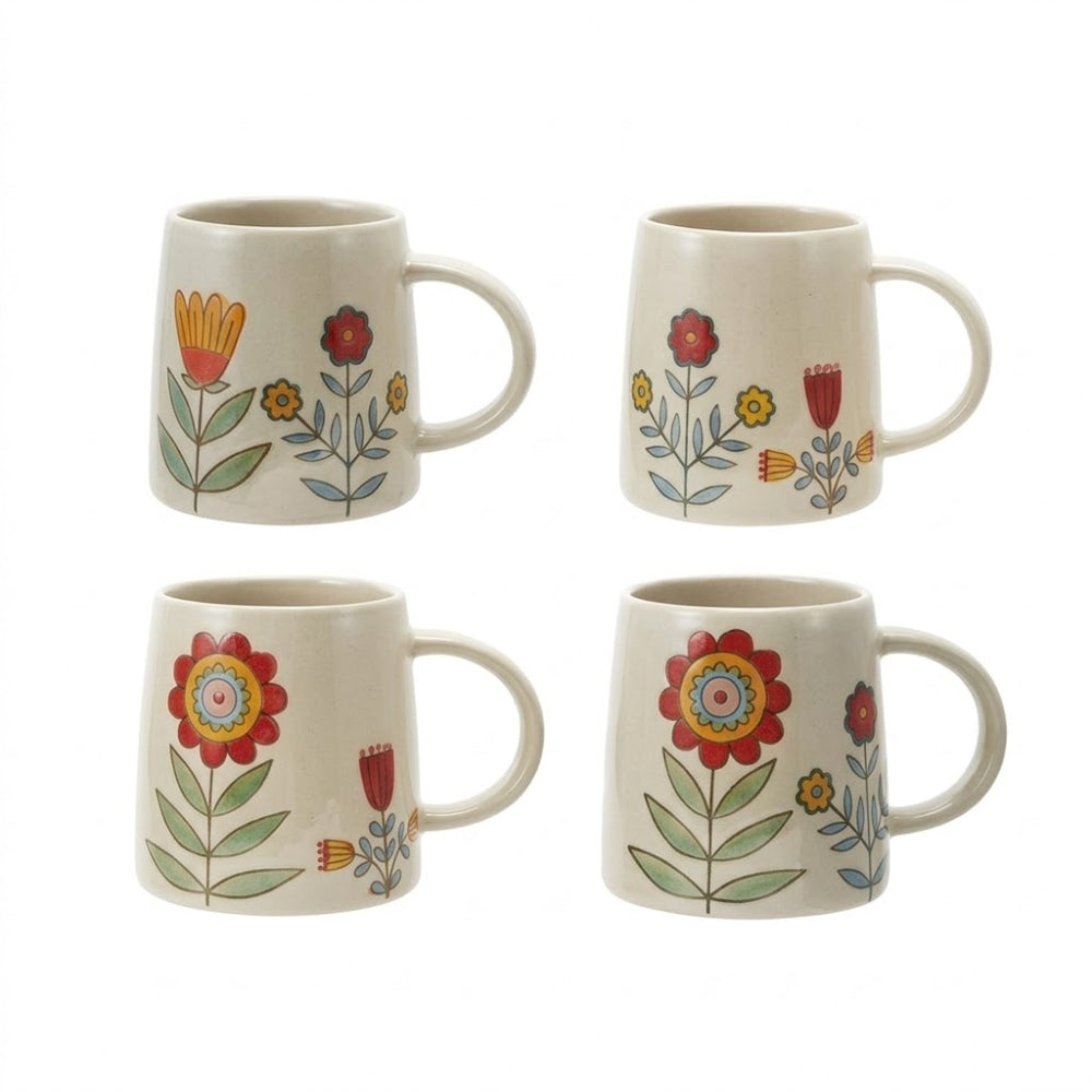 Hazel Mazel Hand-Painted Stoneware Flower Mug