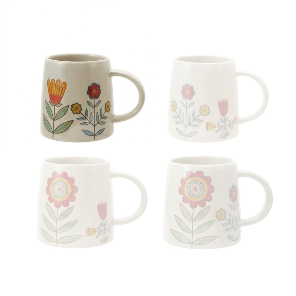 Hazel Mazel Hand-Painted Stoneware Flower Mug