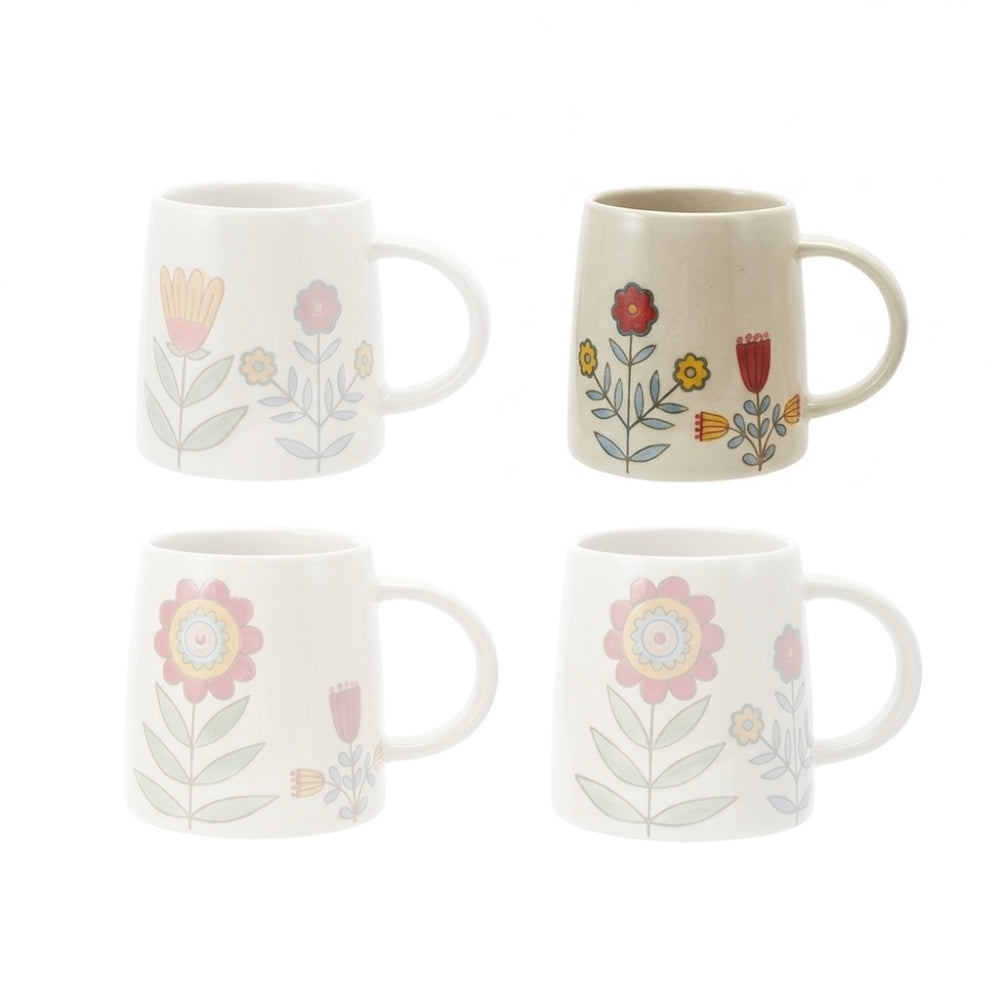 Hazel Mazel Hand-Painted Stoneware Flower Mug