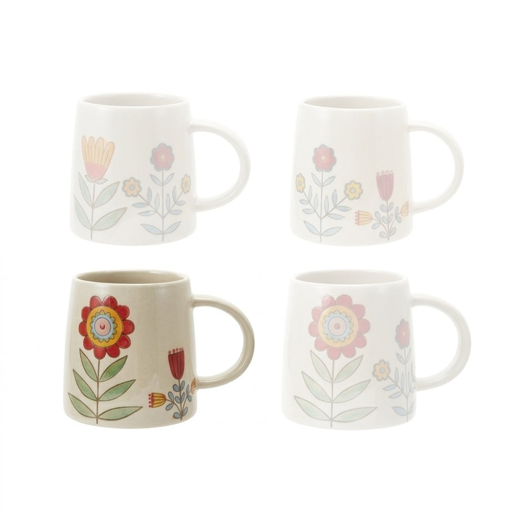 Hazel Mazel Hand-Painted Stoneware Flower Mug