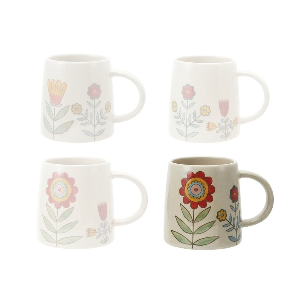 Hazel Mazel Hand-Painted Stoneware Flower Mug