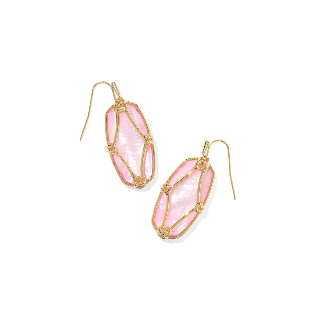 Kendra Scott Gold Elle Lattice Frame Drop Earrings