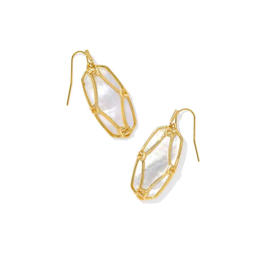 Kendra Scott Gold Elle Lattice Frame Drop Earrings