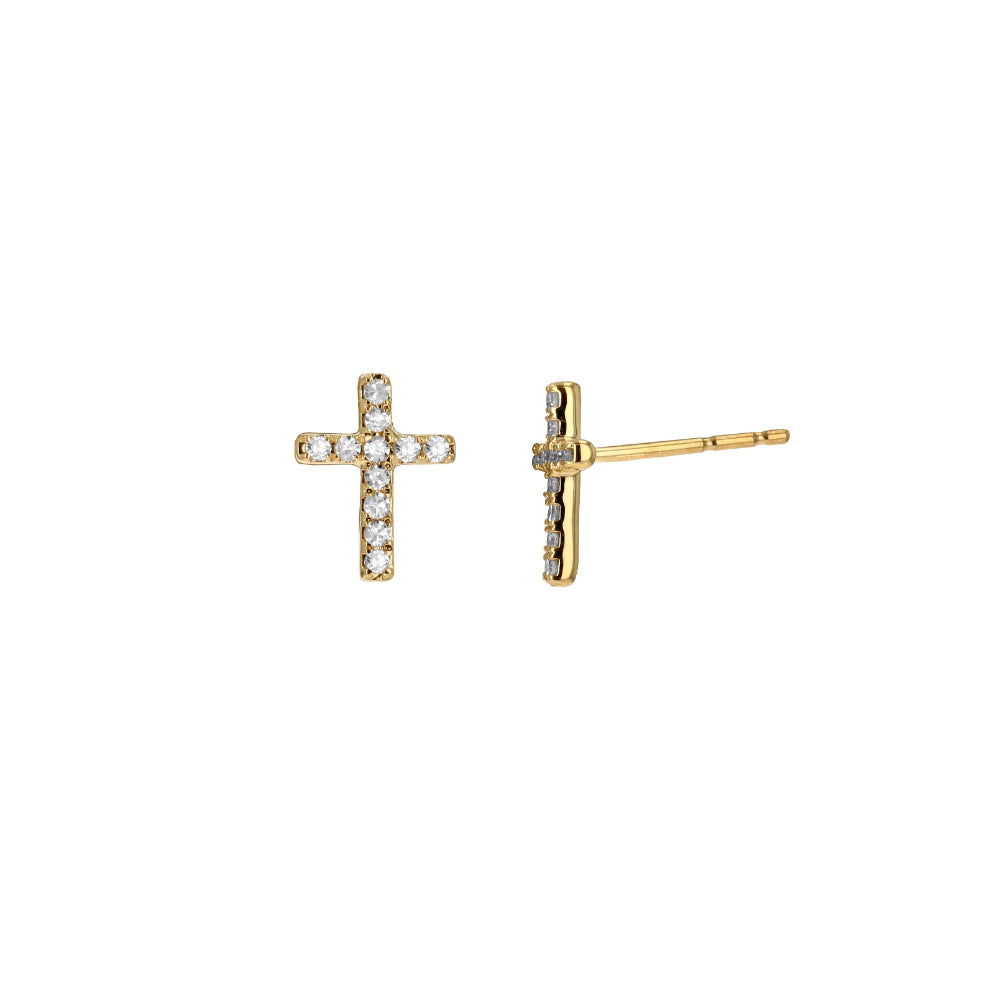 Rachel Reid 14k Diamond Cross Stud Earrings