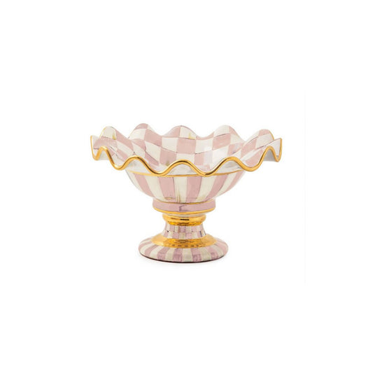 MacKenzie-Childs Rosy Check Ceramic Compote