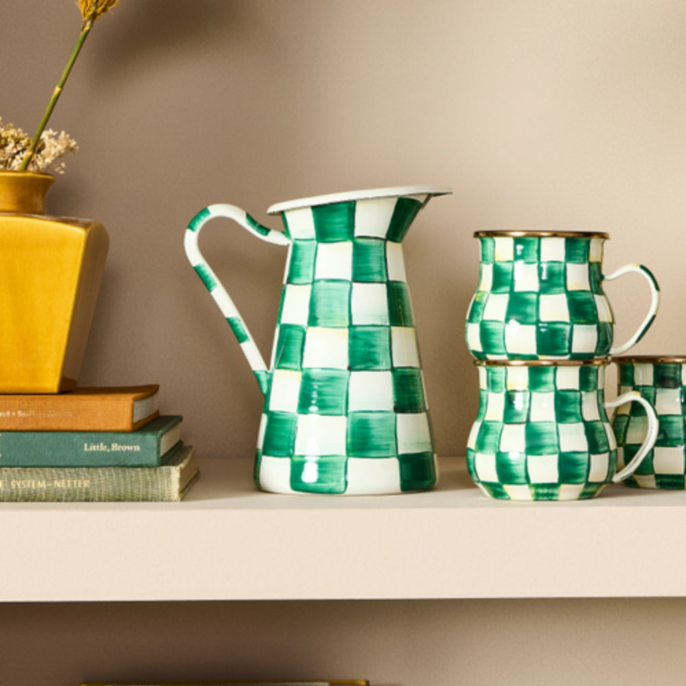 Mackenzie-Childs Emerald Check Medium Practical Pitcher